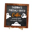 thumbnail image 2 of Letrero de escritorio de Halloween, letrero de madera para café, placa artística decorativa de fantasma para mesa Estilo B, 2 of 9