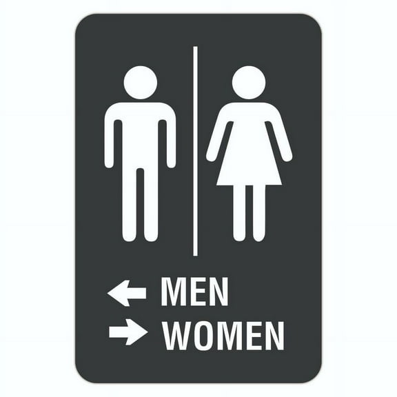 Men &Women Restroom Directions Metal Sign Size: 8 x 12 Inch