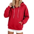 thumbnail image 2 of Xaqiouau Hoodies for Women Fleece Pullover Sweatshirts Oversized Long Sleeve Drawstring Hooded Sweatshirt Casual Loose Fall Winter Hoodie with Pocket, 2 of 7