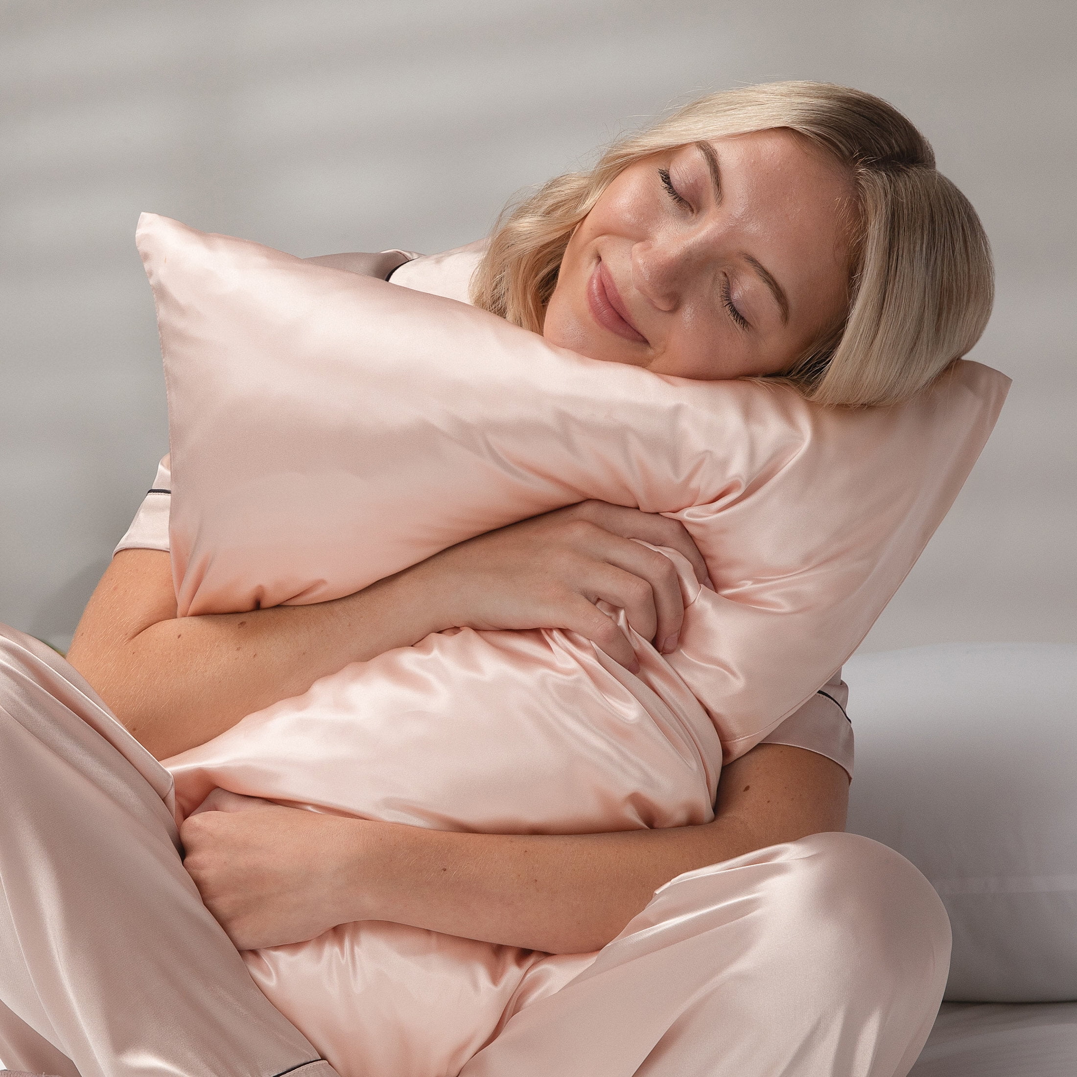 100% Mulberry Silk Pillowcase for Hair and Skin by Noble Linens, Blush