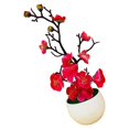 thumbnail image 1 of Justharion Beautiful Fake Plant Potted Arrangement Artificial Flowers for Home Decor Rose Red 30x11cm 1Set, 1 of 6
