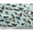 thumbnail image 2 of Soimoi Green Rayon Fabric Beetle & Honey Bee Insects Decor Fabric Printed BTY 56 Inch Wide, 2 of 3