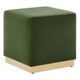 thumbnail image 2 of Tilden 17" Square Performance Velvet Upholstered Ottoman in Moss Green Natural, 2 of 9