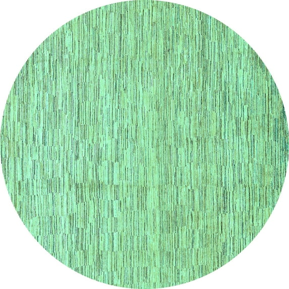 Ahgly Company Indoor Round Abstract Turquoise Blue Modern Area Rugs, 5' Round