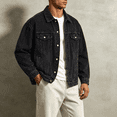 thumbnail image 2 of Akmaiox Men's & Big Men's Denim Jacket Button Up Long Sleeve Shirts Regular Fit Jean Trucker Jacket with Pockets Black XXL, 2 of 7