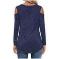thumbnail image 3 of Annhoo Off the Shoulder Tops for Women Long Sleeve V Neck Fall Shirts Casual Comfy Solid Color Dressy Blouses, 3 of 8