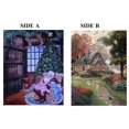 thumbnail image 1 of Lightahead? Holiday Memories Doubleside Fiber Optic Santa/Cottage 26*18 inch Tapestry on Wooden pole, 1 of 1