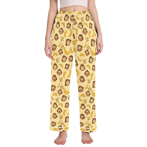 joogoo Women Cute Monkey Banana Pajamas Pants Lounge Bottoms Pjs with Pockets M