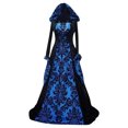 thumbnail image 2 of Women's Gothic Ruffle Bell Sleeve Corset Halloween Costume Plus Size Dress Pattern Print Necklace Trim Dress, 2 of 4