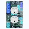 thumbnail image 1 of Metal Light Switch Plate Cover Safari African Tribal Art Pattern Teal SFR004, 1 of 13