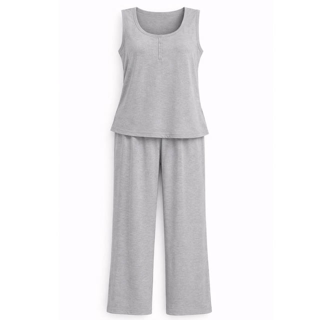 Set Pijama George para Mujer, sin Manga Gris Talla Ch 2 piezas