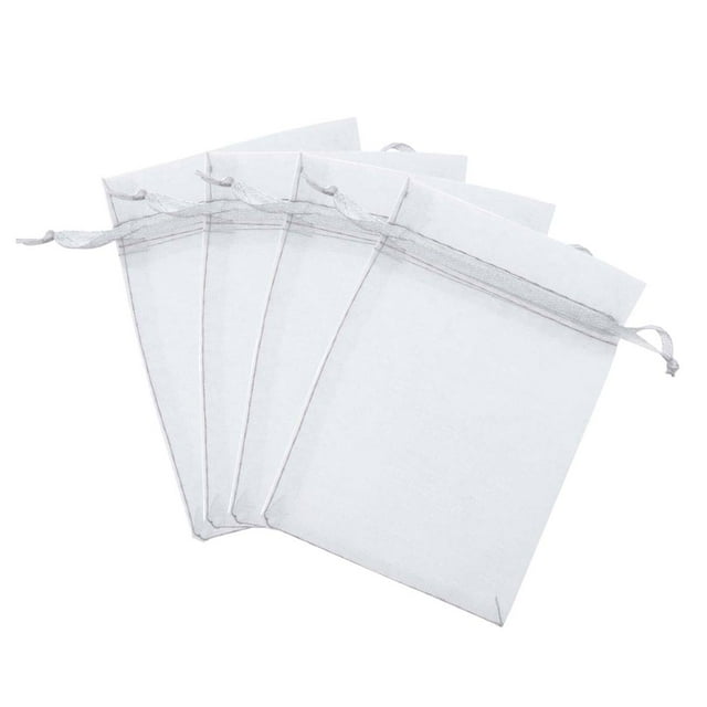 Bolsas de regalo de organza con lazo de 100 piezas Joyas y dulces para bodas Baby Shower Favors Bolsa de regalo de malla - 9x12cm (Blanco)