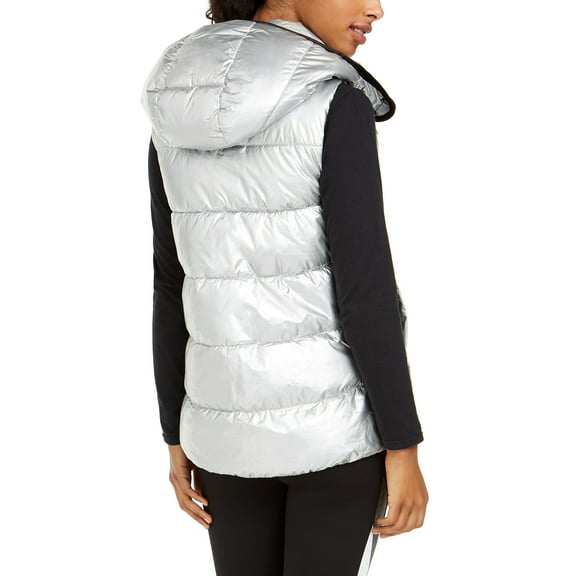 Calvin Klein Womens Chevron-quilted Hooded Vest Size S