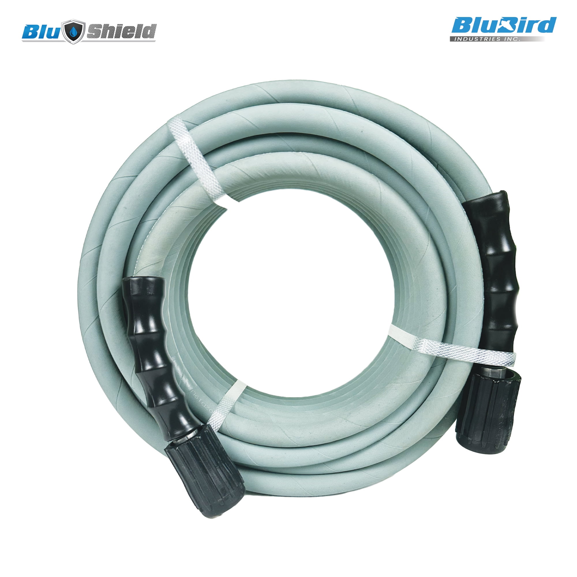 BluShield 1/4" x 50' Polyester Braided Rubber Pressure Washer Hose, 3100 Psi, Handle 250°F Hot Water, Heavy Duty, 35% Lighter, Flexible (1/4" x 50' M22 Non Marking)