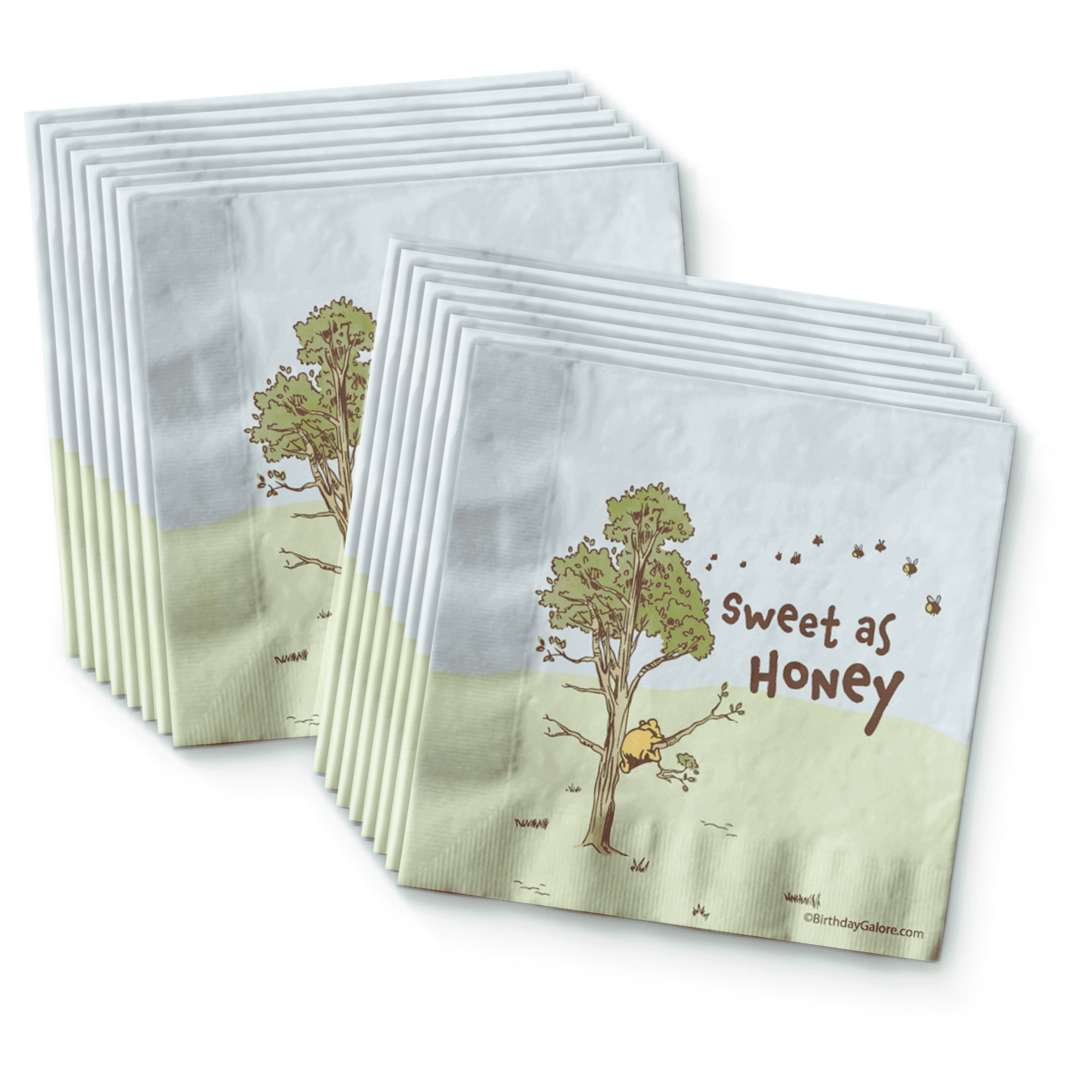 Pooh Bear Baby Shower Party Supplies - 64 Piece Summer Baby Shower Tableware Set Includes Large 9" Dinner Plates and 8" Dessert Paper Plates Napkins Cups - Kit for 16