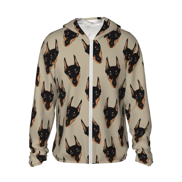Fotbe Cute Black Dog Chaqueta con Protección Solar UPF 50+ para Hombre y Mujer, Camisa con Capucha y Bolsillos-Large