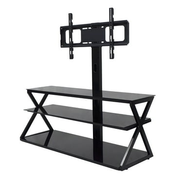 Ktaxon Swivel Floor TV Stand Mount 3 Tier Tempered Glass Shelf for 32 37 40 42 46 47 50 55 60 65"
