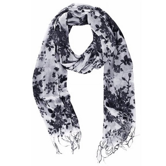 Peach Couture Chic Vintage Inspired Floral Print Fringe Pashminas