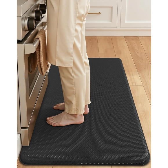 Anti Fatigue Mat Kitchen,3/4" Thick Waterproof Non Slip Kitchen Rug, Cushioned Standing Desk Mat for Office& Home,20"x39", Black