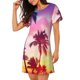 thumbnail image 2 of Easygdp Tropical Palm Tree at Sunset Camisón de manga corta para mujer, informal, estampado, 2 of 6