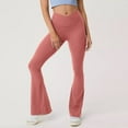 thumbnail image 4 of Crossover Flare Leggings - High Waist V Cross Bootcut Bell Bottoms Yoga Pants for Women Red M, 4 of 9