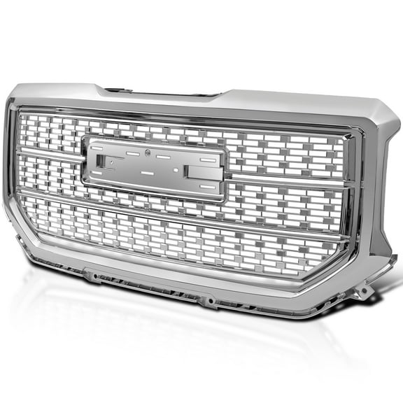 Spec-D Tuning Chrome Denali Style Mesh Front Bumper Hood Grille Compatible with 2016-2018 GMC Sierra 1500 SLE SLT