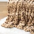 thumbnail image 6 of Premium Ruched Faux Fur Throw Blanket, Animal Print Faux Fur Blanket Soft Warm Blanket Double Side Rabbit Fur Blanket for Bed, Couch, Cozy Mink Blanket 50”x60“ - Beige, 6 of 18