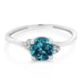 thumbnail image 2 of Gem Stone King 0.79 Ct Round London Blue Topaz White Diamond 10K White Gold Ring, 2 of 3