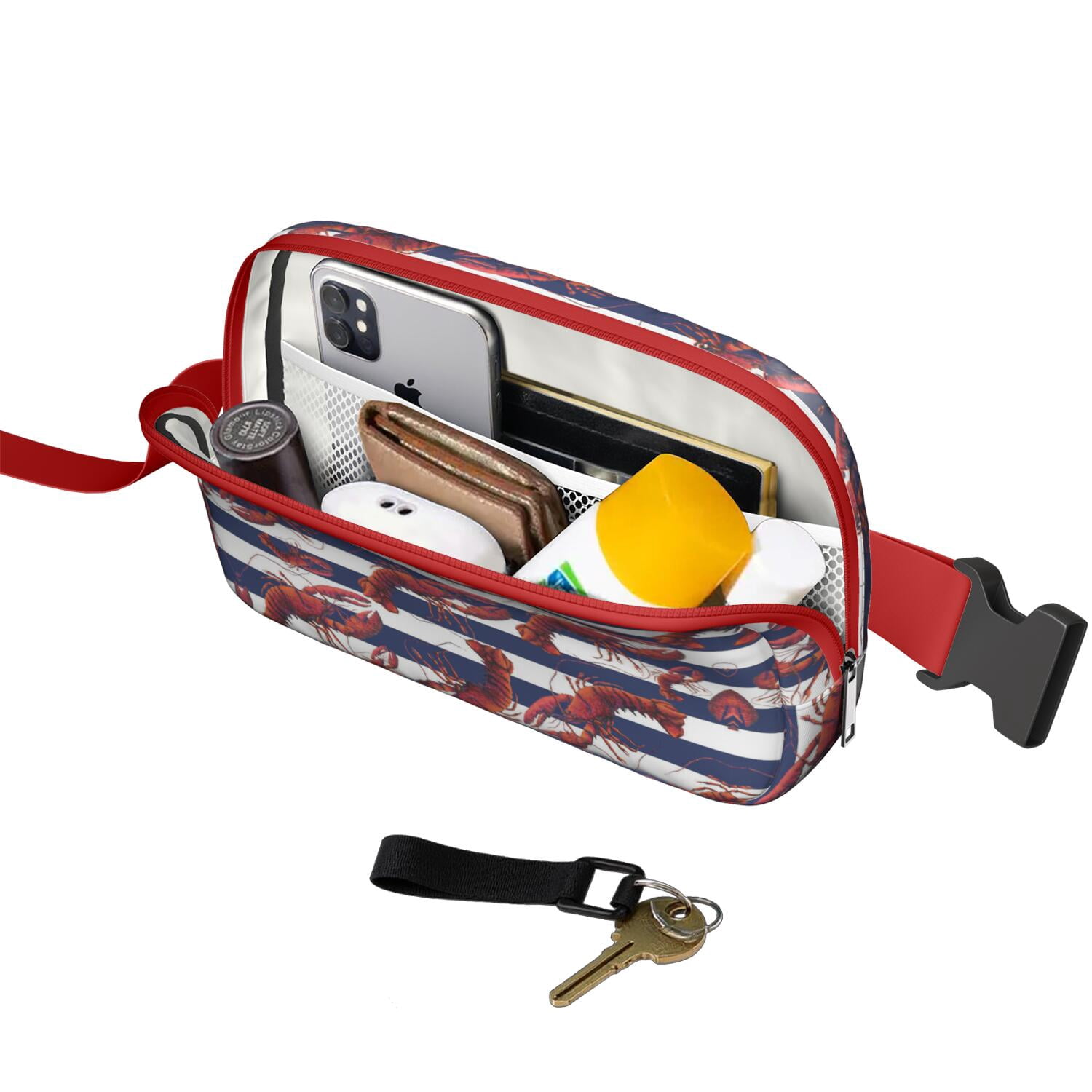 Tropical Lobster Belt Bag for Women – Nautical Sea Life Fanny Pack with Crustacean, Coral, Starfish & Coastal Ocean Vibes