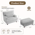 thumbnail image 2 of DREAMSIDEA Oversized Accent Chair with Ottoman for Living Room, Faux Fur Accent Armchair Single Reading Chair Set with Pillow, Indoor Chaise Lounge Sofa Bed, Light Gray, 2 of 6