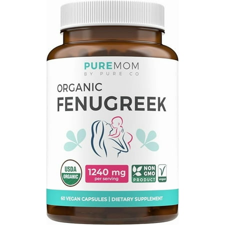 USDA Organic Fenugreek Capsules for Women - Effective Lactation Supplement for Increased Breast Milk Supply - Herbal Breastfeeding Support for Mothers -