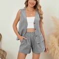 thumbnail image 2 of Women’s Summer Casual 2 Piece Short Sets 2026 Button Suit Vest Tops Shorts Dressy Business Work Outfits 2 Piece Sets For Women, 2 of 9