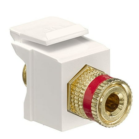 Quickport Binding Post - Leviton 40833-BTR QuickPort Binding Post Adapter with Red Stripe, Light Almond