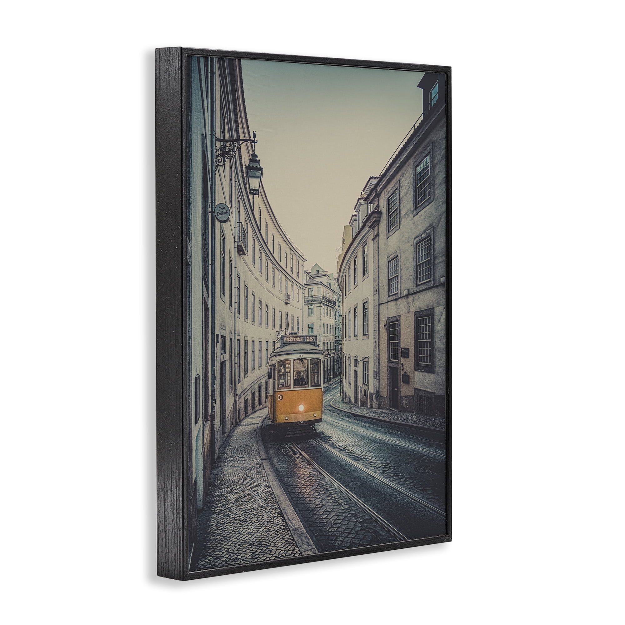 Stupell Industries Trolley Car Cityscape Town & City Photography Black Framed Art Print Wall Art, 16 x 24