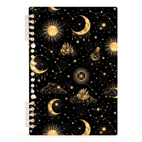 Spiral Journal Notebook Star Moon Treasure A5 Lined Hardcover PP Material with 60 Pages Paper College Ruled Notebook for Work Note Taking Writing 5.7x8.3 Inch