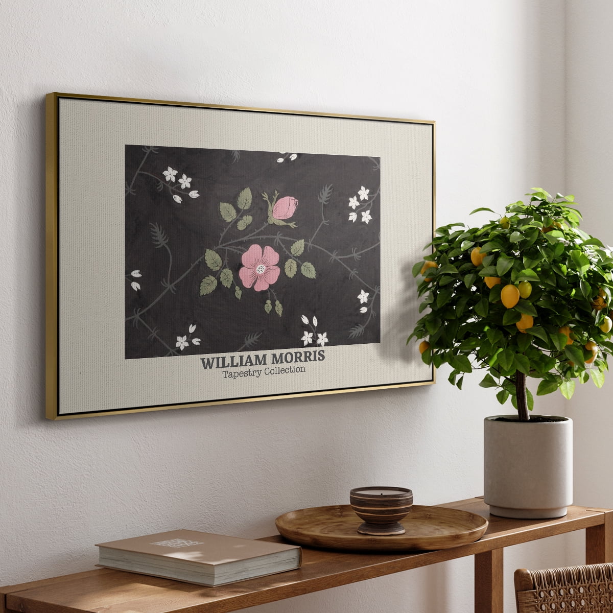 Vintage Abstract Print-LIII Framed in Gold Wood Gallery Wrapped Canvas 17 in. x 25 in.