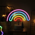 thumbnail image 2 of Lindo letrero de neón LED colorido de arcoíris, luces de neón de arcoíris con base a batería, luz de noche de arcoíris para decoración de interiores, para habitación de niños, sala de estar, fiesta, b, 2 of 5