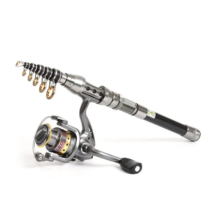 Carbon Fiber Telescopic Fishing Rod and Spinning Reel Combo Complete Kit with Lures, Hooks, and Fishing Line Portable Fishing Gear for Anglers, Size