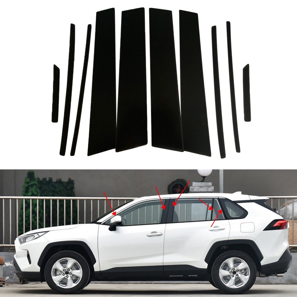 For Toyota RAV4 20192020 Glossy Black Car Window Pillar Posts Cover