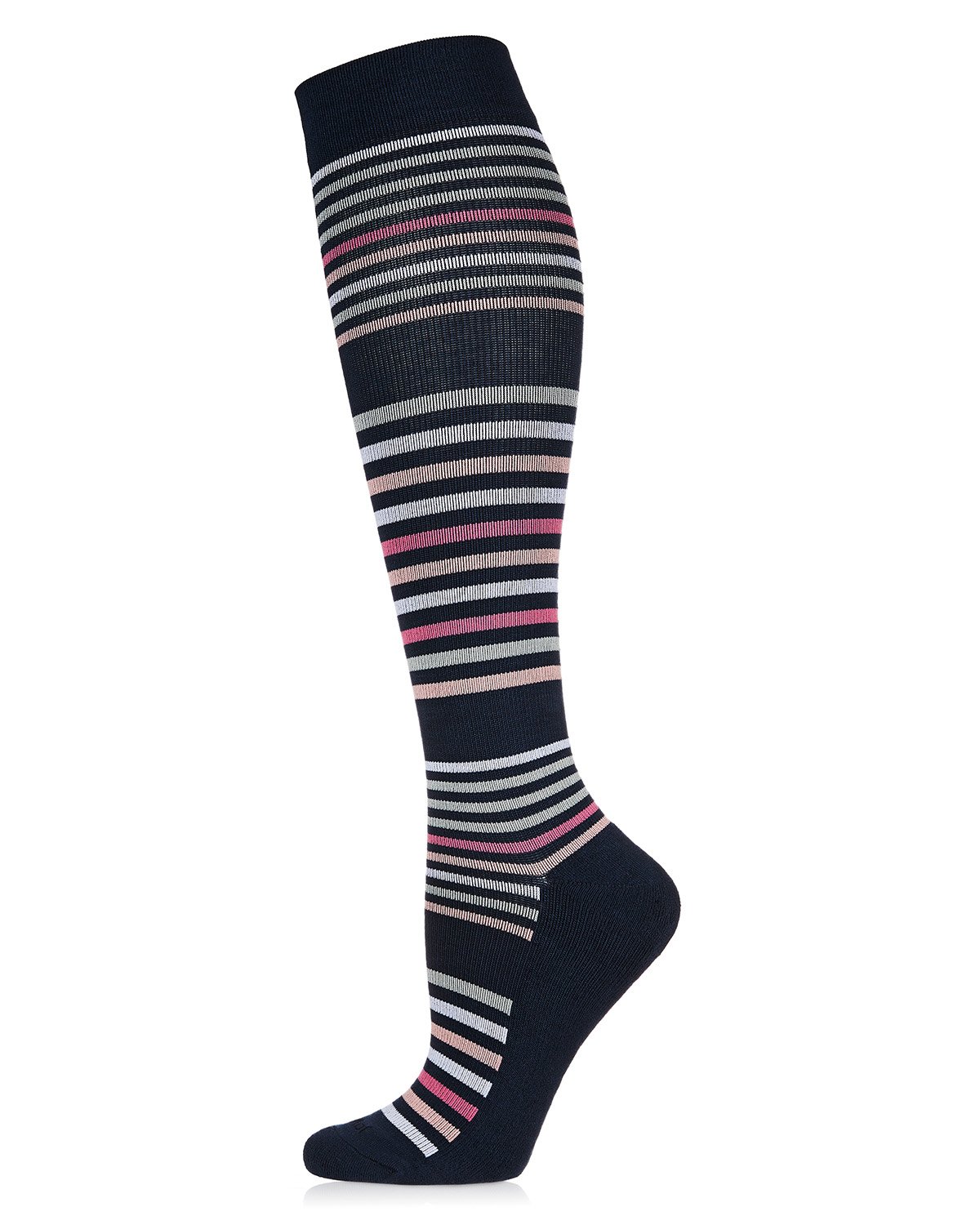 MeMoi Stripe Design Bamboo Blend Knee High Compression Socks One Size 9