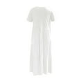 thumbnail image 5 of Clearance Items! Wedding Guest Dress,Women's Summer Fashion Loose Long Dress Short Sleeve Round-Neck Asymmetric Layered Beach Long Dress,Flowy & Comfortable for Beach Days, 5 of 6