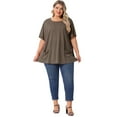 thumbnail image 3 of DARING DIVA Women's Plus Crew Neck Loose Fit T Shirt with Pocket Casual 4X Coffee, 3 of 6
