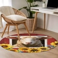 thumbnail image 4 of Sheep Sunflower Round Area Rug 4Ft Washable Circle Rugs for Bedroom Dining Room, Country Red Farm Barn Spring Flowers Non-Slip Carpet Floor Mats Indoor Outdoor Carpet Runner Aesthetic Home Decor, 4 of 8