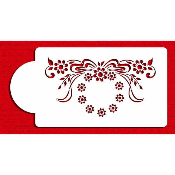 Designer Stencils Daisy Lattice Wreath Top Tier Cake Stencil, Beige/semi-transparent