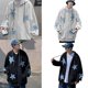 thumbnail image 2 of Couple Casual Long Sleeve Zipper Sweatshirt Autumn Winter Loose Full Zipper Oversized Coat Tops with Pockets Gray XL, 2 of 4