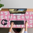 thumbnail image 4 of Long Mouse Pads for Desk,Pink Bows and Baseballs Pattern Desk Mats on Top Of Desks, Desk Mouse Pad Extra Large with 3mm Non-Slip Base and Stitched Edge for Gaming,Office,Work,Home 47.3"x23.6", 4 of 6