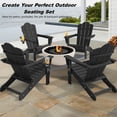 thumbnail image 3 of KINGYES Outdoor Folding Adirondack Chair with Cup Holders, HDPE Adirondack Fir Pit Chairs for Patio Porch Garden Backyard Deck, Black, 3 of 11