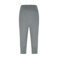 thumbnail image 4 of YI YI Women's Solid Color Pocket Leggings Cropped Pants Casual Women's Cropped Pants Cropped Pants Cropped Pants L Gray, 4 of 9