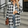 thumbnail image 6 of Wiyuqeen Vintage Plaid Coats Women Dressy Casual Lapel Jackets with Chest Pocket Ladies Button Down Long Sleeve Shacket Fall Winter Jackets, 6 of 8