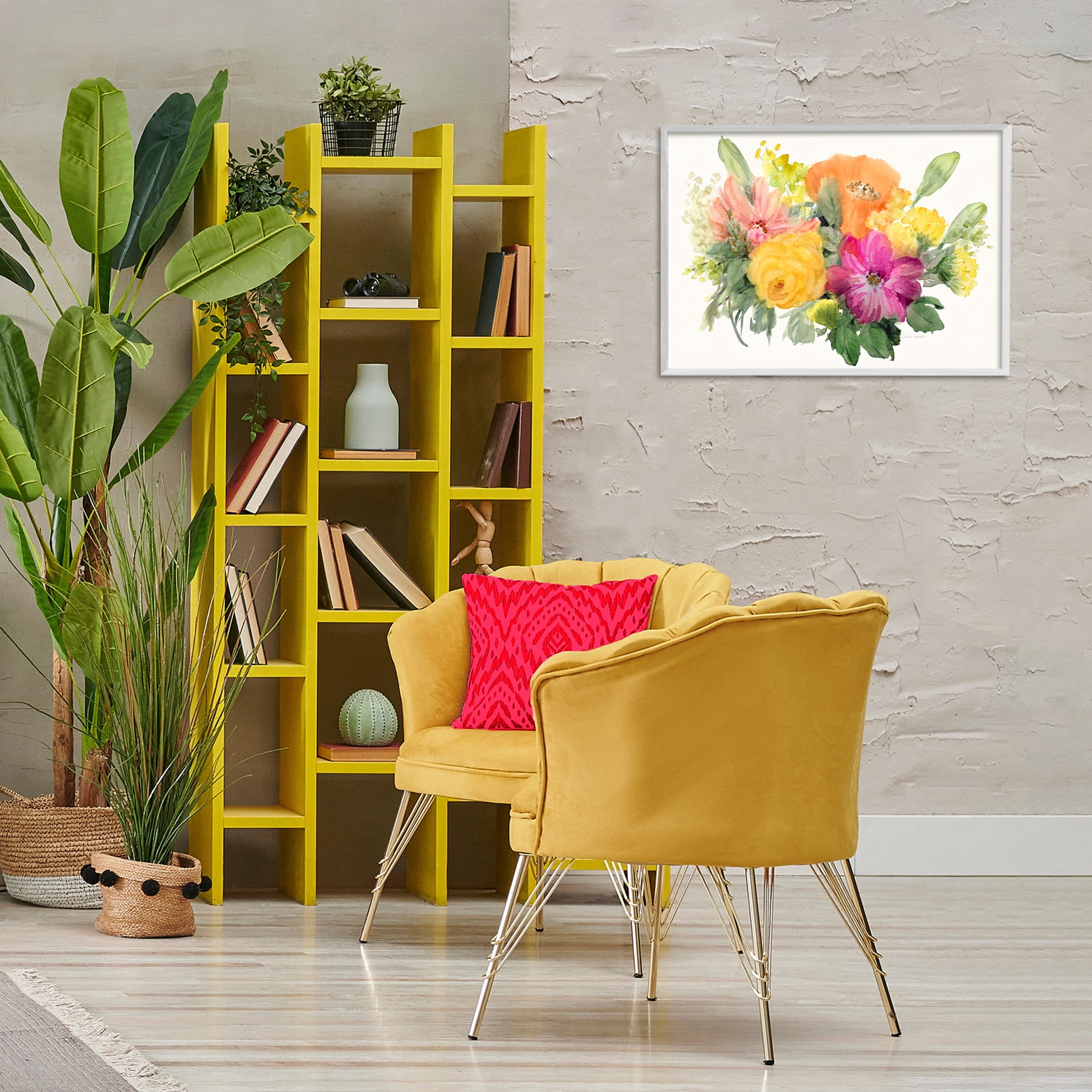 Stupell Industries Bold Bouquet Beauty Botanical & Floral Painting White Framed Art Print Wall Art, 24 x 16